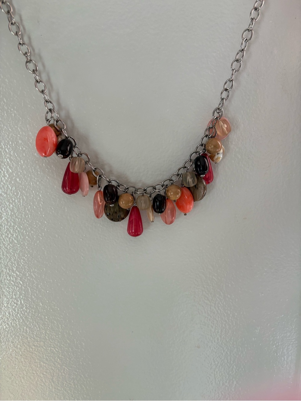 Colorful Bead Drop Necklace - Multi-Color Pendant Chain